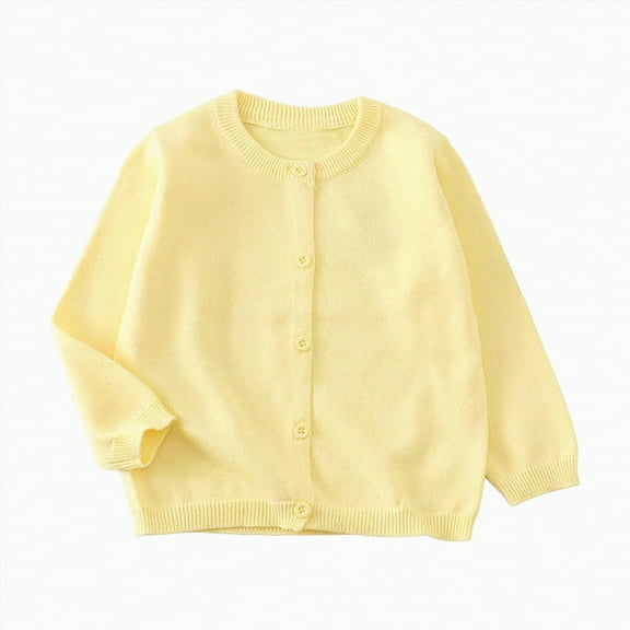 UngA kids Baby Cardigan Cable Knit Toddler Cardigan Long Sleeve Fall Winter Open Front Knit Sweaters for Girls Boys (Light Yellow,18-24 Months)