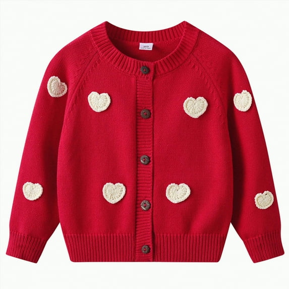 UngA kids Baby Cardigan Cable Knit Toddler Cardigan Long Sleeve Fall Winter Open Front Knit Sweaters for Girls Boys (Red,3-4 Years)
