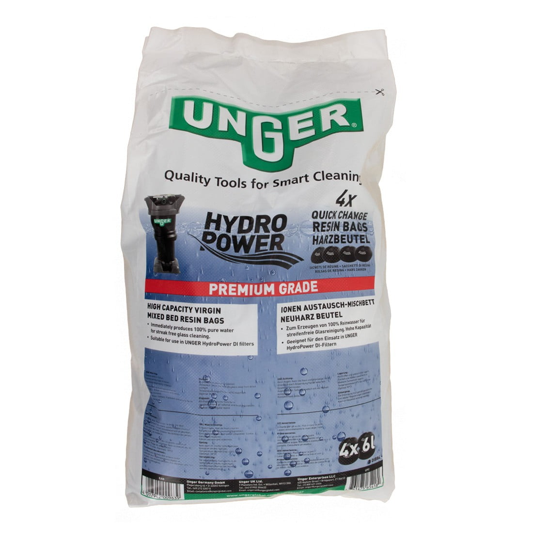 Unger HydroPower Resin Bags Four, No Pail