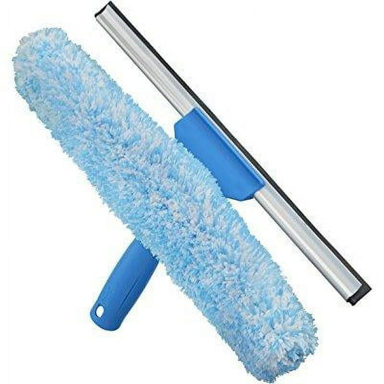 Multi-Use Window Squeegee with 56 Long Handle, 2 in 1 Window Cleaning  Tools with Dual Side Blade Rubber & Scrubber Sponge, Standard Professional