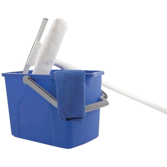 Unger Window Washing Starter Kit with 2-in-1 Microfiber Combi, Collapsible Pole, Microfiber Cloth, and Bucket Residential Use, Standard Application
