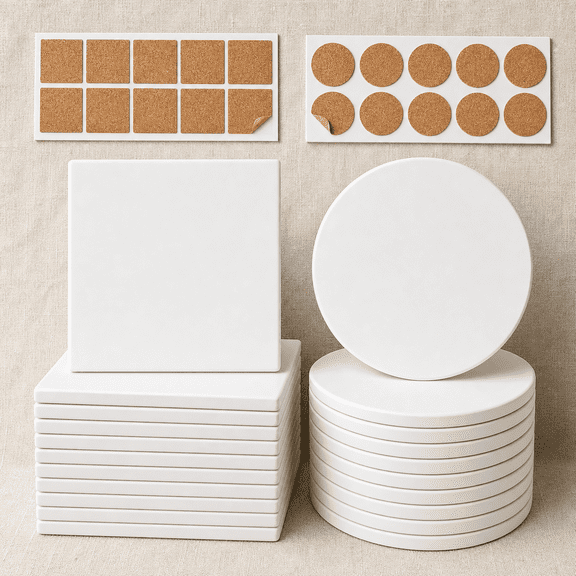 Unglazed Blank Ceramic Coasters 24 Pack 4 Inch White For Craft Projects