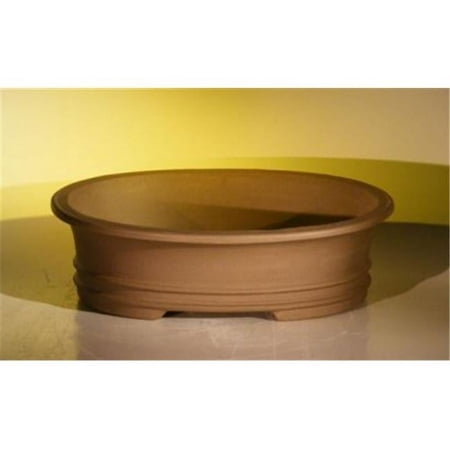 Unglazed Ceramic Bonsai Pot, Tan - Oval