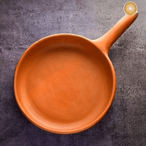 Unglazed Clay Frying Pan/Earthen Wok/Clay Skillet, 10 Inches Exclusive Range/Curry Sauce Pan/Griddle/Spider Fry Pan$$Home Decor, Kitchen, & Other