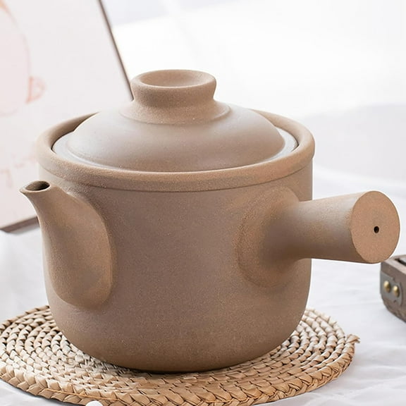 Unglazed Earthenware Chinese Medicine Pots, Natural Terracotta Ceramic Casserole Bean Pot with Lids, Clay Pot for Soup Cooking(3.17QT/3L)