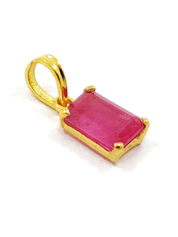 Unheated Untreated RUby Stone Pendant , 14K Gold Pendant For Women, Gift Jewelry