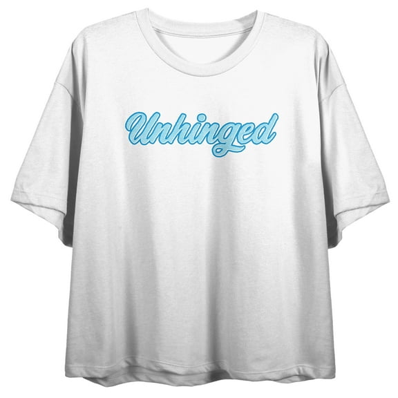 Unhinged Puff Print Women's White Crop Tee-Medium