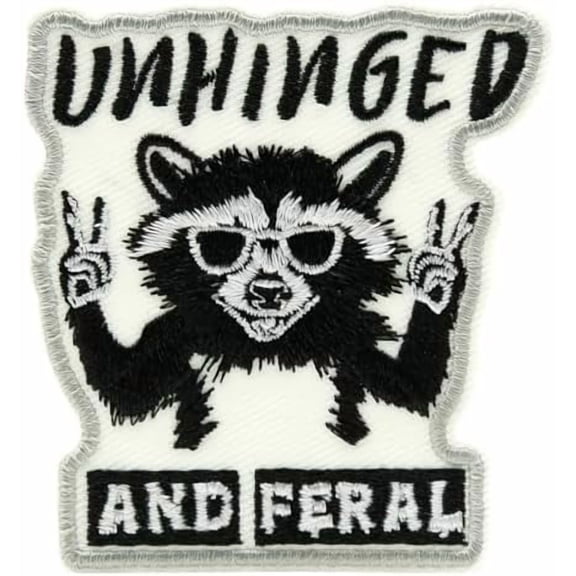 Unhinged and Feral Iron On Patches, Funny Meme Raccoon Patches for Backpacks, Clothes, Funny Animals DIY Appliques for Trucker Hat, Vests, Jackets