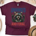 thumbnail image 1 of Unhinged and Feral Raccoon T-Shirt | Funny USA Rock n' Roll Graphic Tee, Maroon, Size S, 1 of 6