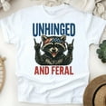 thumbnail image 1 of Unhinged and Feral Raccoon T-Shirt | Funny USA Rock n' Roll Graphic Tee, White, Size S, 1 of 6