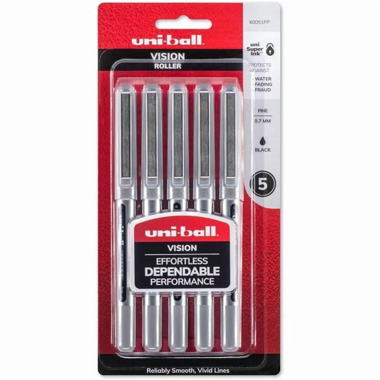 Uni-Ball  0.7 mm Vision Rollerball Pen - Pack of 5