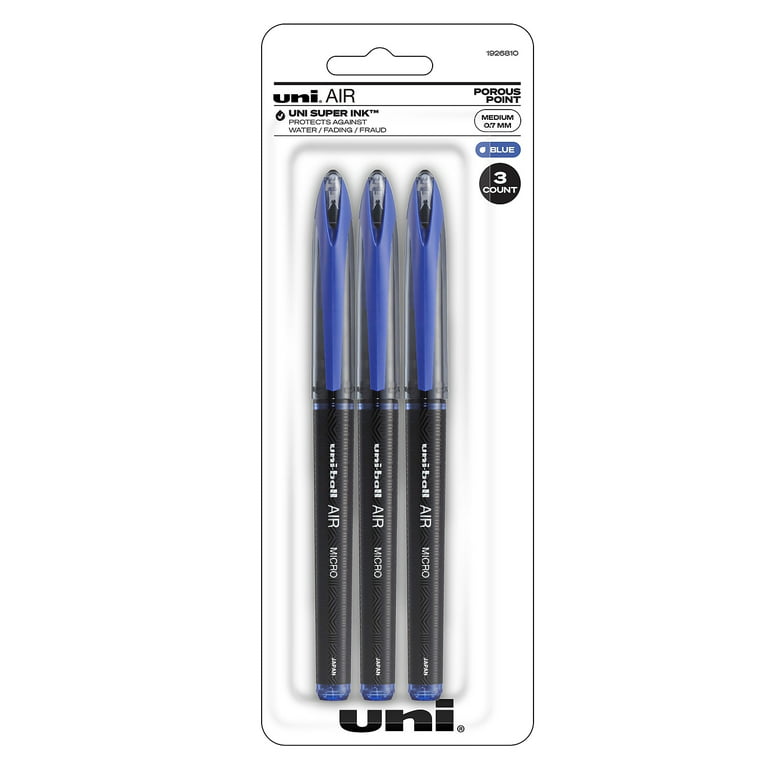 uni-ball AIR Rollerball Pens, Fine Point 0.7 mm, Blue - 3 Count