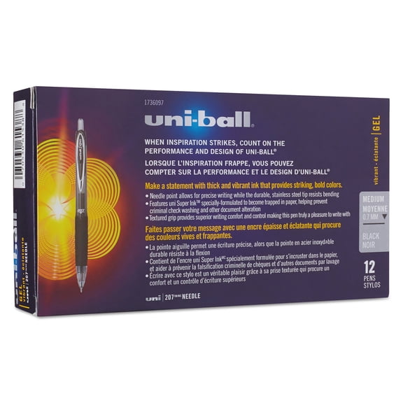 Uni-Ball 207 Medium Needle Point Pens, 1 Dozen (Quantity)