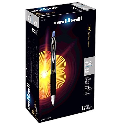 Uni-Ball (61256) 61259 207 Gel RT Micro Blue Gel Pen, Dozen