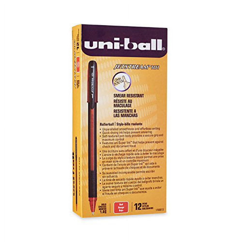 uni-ball jetstream 101 rollerball pens bold point red ink pack of 12