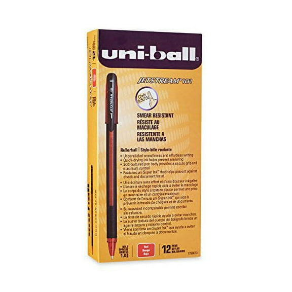 Uni-Ball Jetstream 101 Ball Point Pens, Bold Point, Red Ink, 12 Count