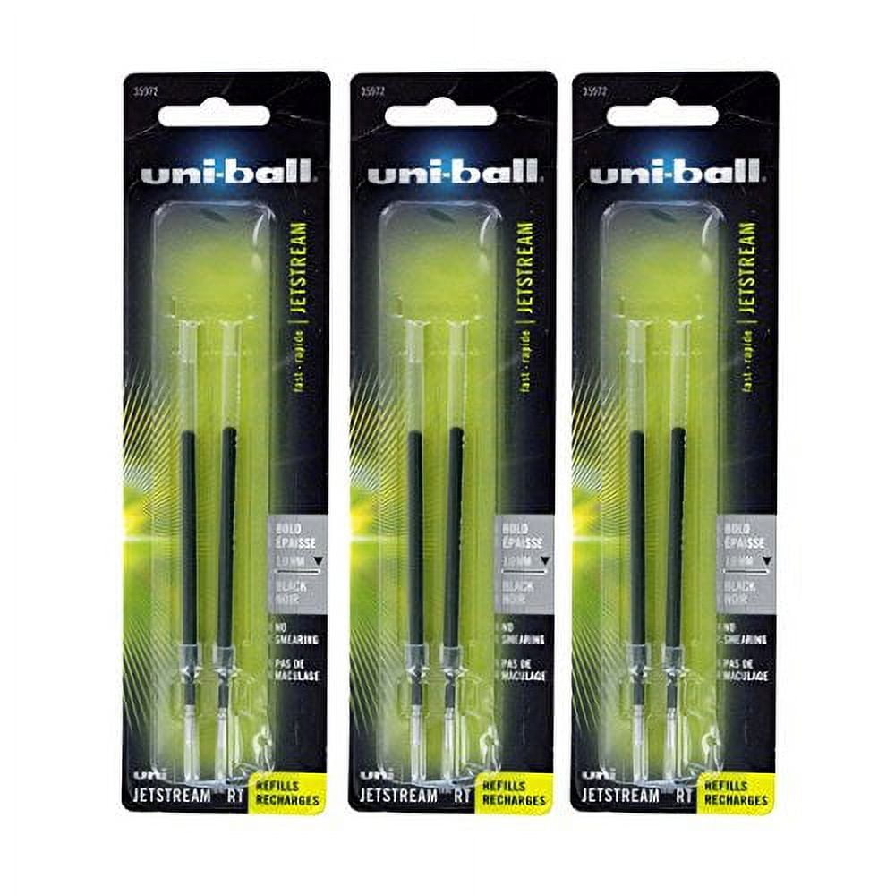 Uni-Ball Jetstream RT/Jetstream Sport Ballpoint Pen Refills, Bold Point, Black Ink, Pack of 3, Total of 6