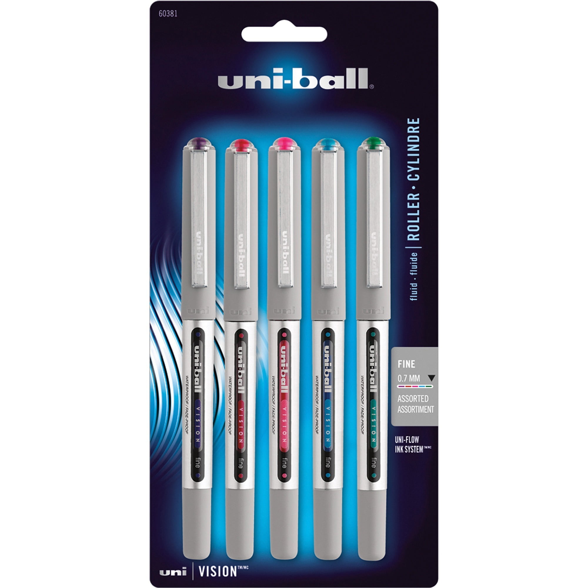 UniBall Rollerball Pen Nonrefillable 0.7 mm 5/PK BE/GN/PK/RD/PE