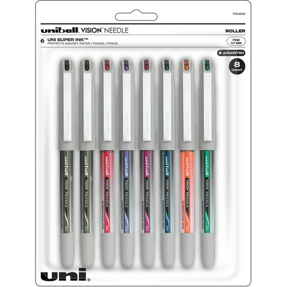 Uni-Ball, SAN1734916, Needle Vision Soft Grip Pens, 8 / Pack