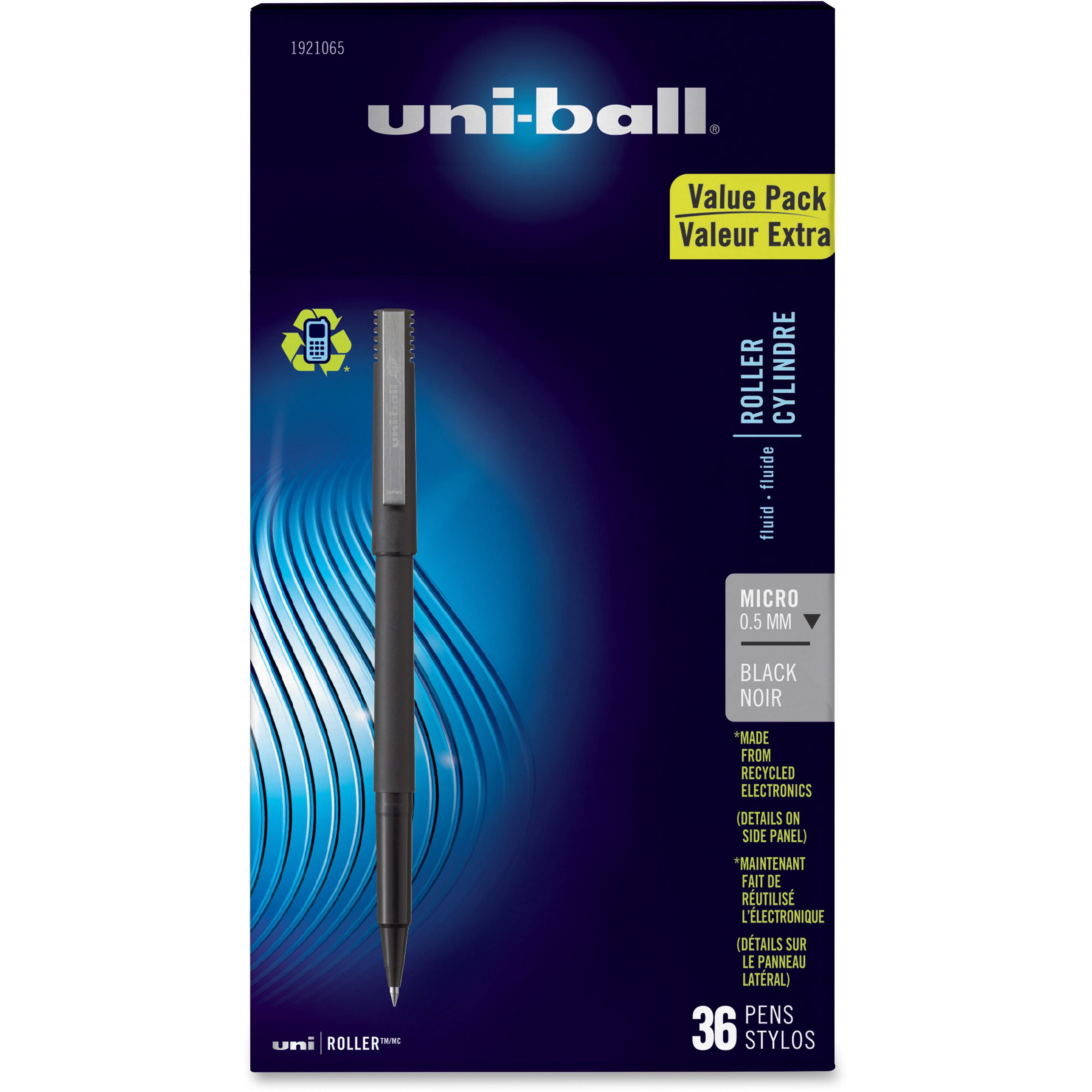 uni-ball Roller Pens, Micro Point (0.5mm), Black, 36 Count