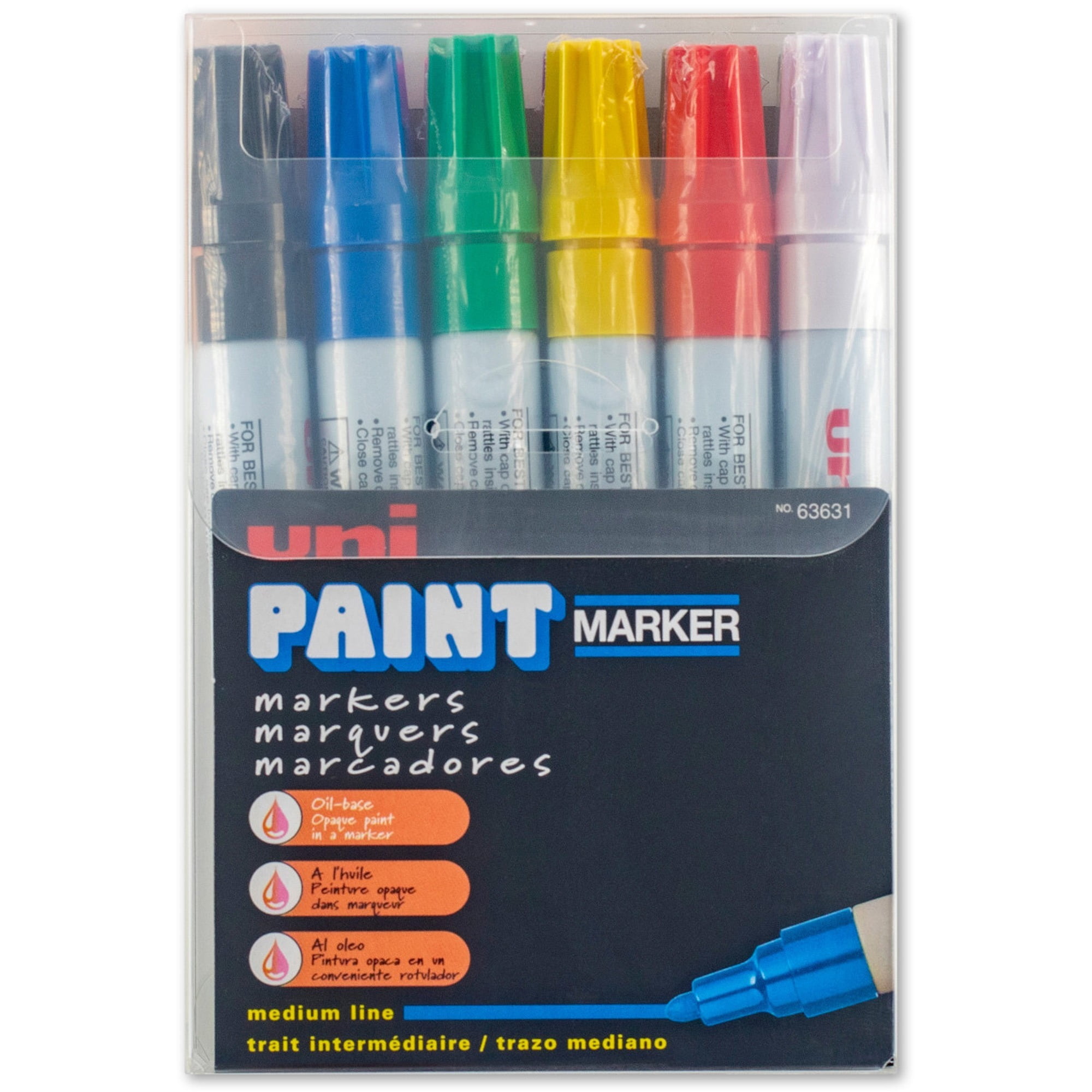 Uni-Ball uni®-Paint Permanent Marker, Fine Bullet Tip, Assorted Colors,  12/Set, UBC63721