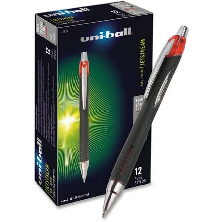 uni-ball Jetstream RT Retractable Roller Ball Water-Proof Pen, Red Ink, Bold, 3 Count