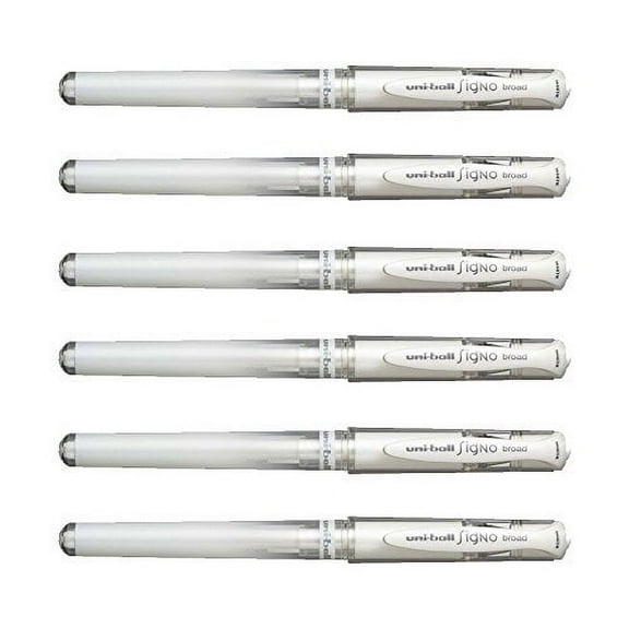 Uni-Ball Signo Broad Point Gel Impact Pen White (6 Pens)