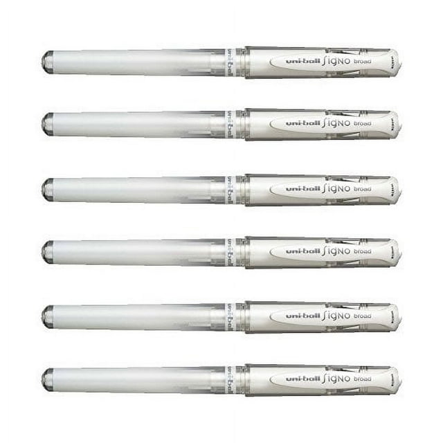 Uni-Ball Signo Broad Point Gel Impact Pen White (6 Pens)