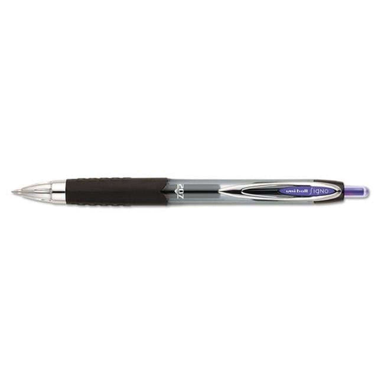 Uni-Ball UBC 0.7 mm Purple Ink, Smoke, Black & Purple Barrel Signo 207 Retractable Gel Pen - 1 Dozen