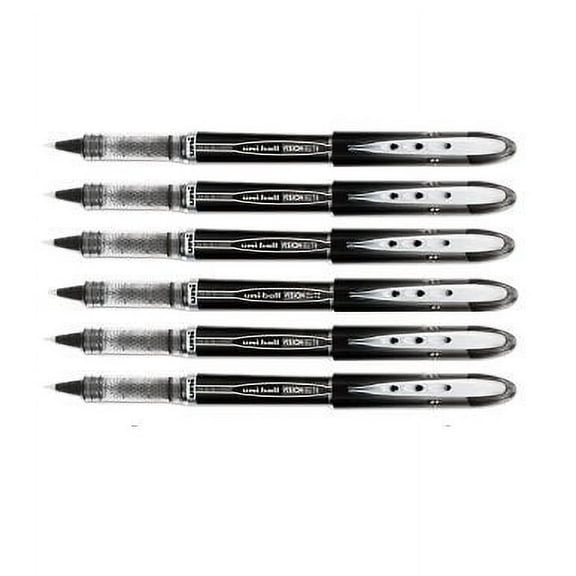 Uni-Ball Vision Elite Stick Micro Point Rollerball Pens, 0.5mm, 6 Black