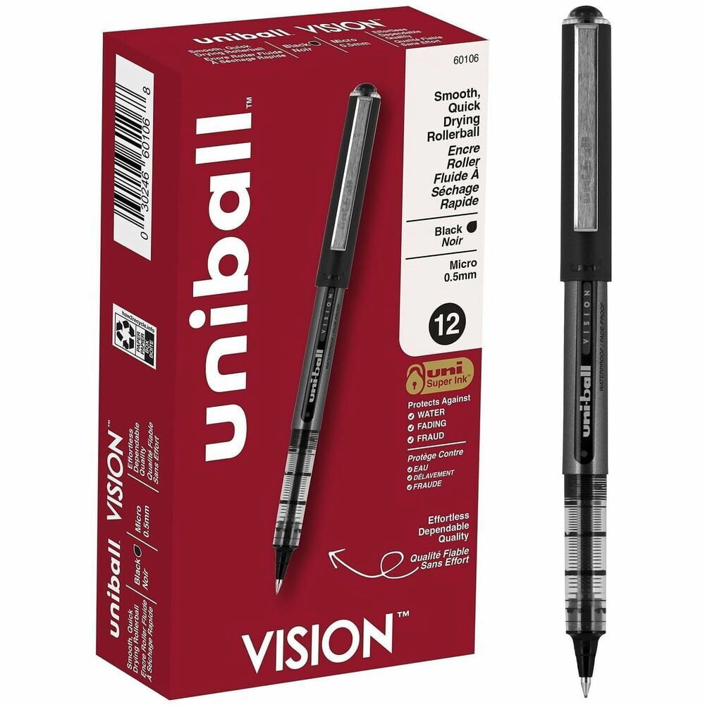 Uni-Ball Vision Rollerball Pens, 1 Dozen (Quantity)