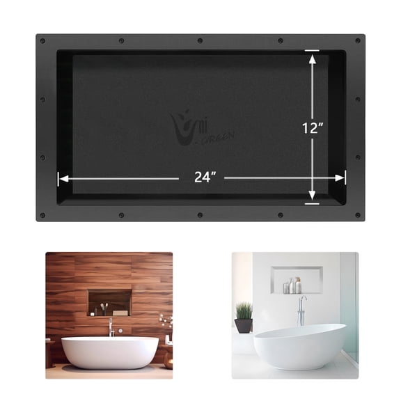 Uni-Green 16x28 inch Tile Ready ABS Shower Niche Single Compartment Quick Install Waterproof Recessed Wall Insert