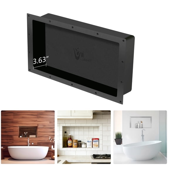 Uni-Green 16x28 inch Tile Ready ABS Shower Niche Single Compartment Quick Install Waterproof Recessed Wall Insert