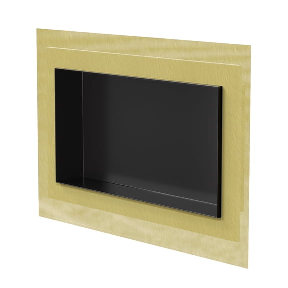 Uni-Green 16x28 Inch Stainless Steel Shower Niche in Matte Black, Fingerprint Resistant Recessed Organizer for Multi-Room Use