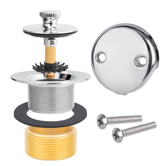 Uni-Green Lift and Rotate Bathtub Drain with Double Hole Overflow Faceplate, Metal Body Chrome Finish