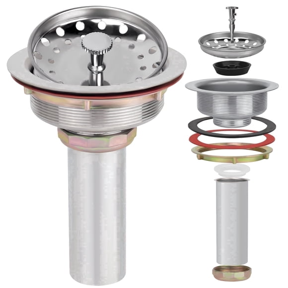 Uni-Green 3-in-1 Stainless Steel  Brushed 3-1/2 in Kitchen Sink Drain with Rustproof Strainer as Stopper