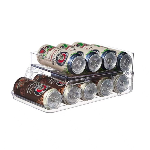Uni HIMO Can Organizer for Fridge , Slim Soda & Beer Can Dispenser, Fits 12oz & 16.9oz Cans, Refrigerator Storage Rack Holds 9 Cans, Clear Plastic, 1 Pack