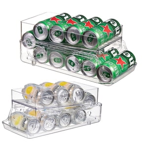 Uni HIMO Can Organizer for Fridge , Slim Soda & Beer Can Dispenser, Fits 12oz Cans, Refrigerator Storage Rack Holds 9 Cans, Clear Plastic, 2 Pack
