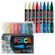 Uni POSCA PC-1M Water-Based Paint Markers, Extra Fine Tip 0.7mm, Assorted Ink Colors, 8 Count