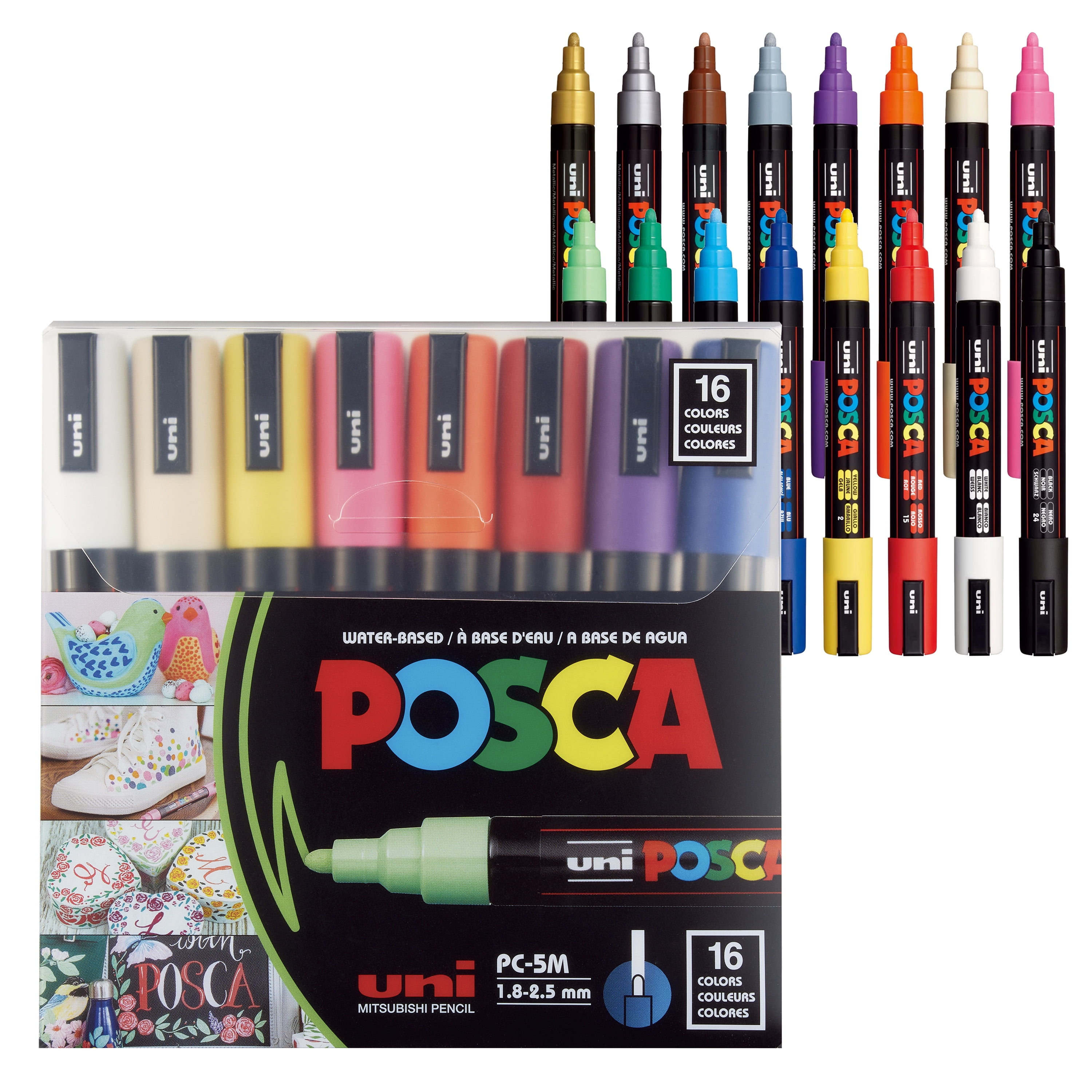Uni Posca Paint Marker PC-5M - Medium Point - Dark Colors - 5 Color Bundle