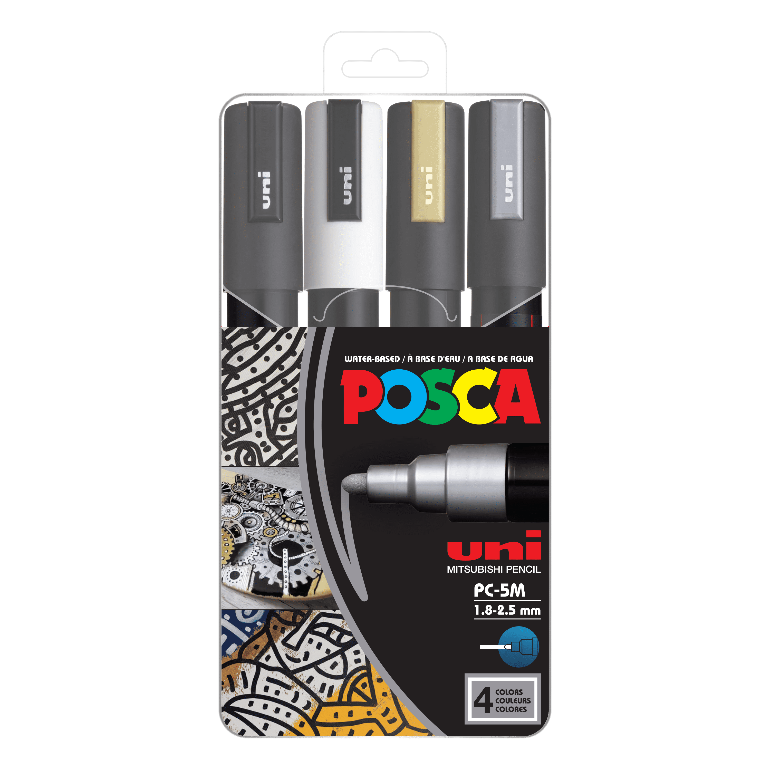 Uni POSCA PC5M WaterBased Paint Markers, Medium Point (1.82.5mm
