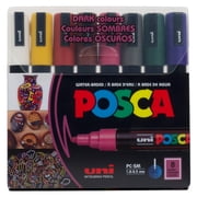 Uni POSCA PC-5M Water-Based Paint Markers, Reversible Medium Tip 1.8-2.5mm, Dark Ink Colors, 8 Count