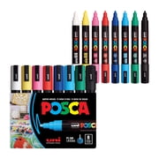 uni POSCA PC-5M Water-Based Paint Markers, Medium Tip, (1.8-2.5mm), Assorted Ink, 8 Count