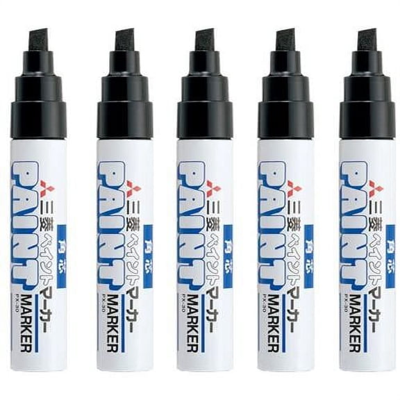 Uni-Paint PX-30 Oil-Based Paint Marker, Broad Point, Chisel Tip, Black, 5-Count