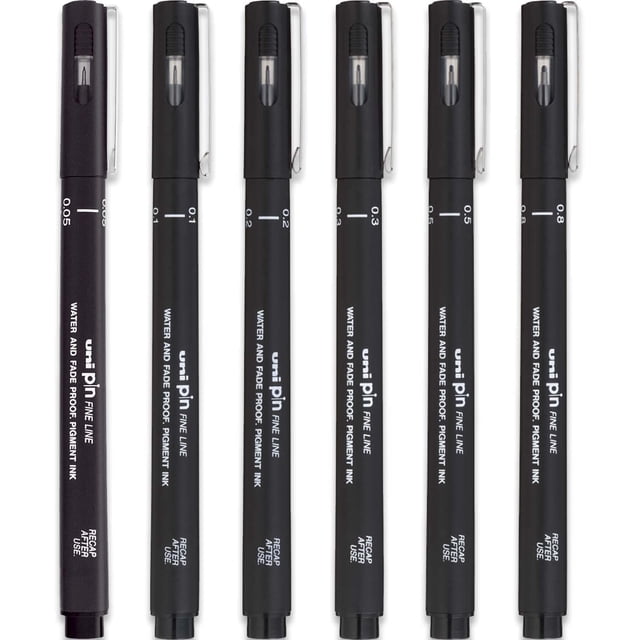 Uni Pin Fineliner Drawing Pens - Technical Pigment Liner Set - 0.05-0 ...