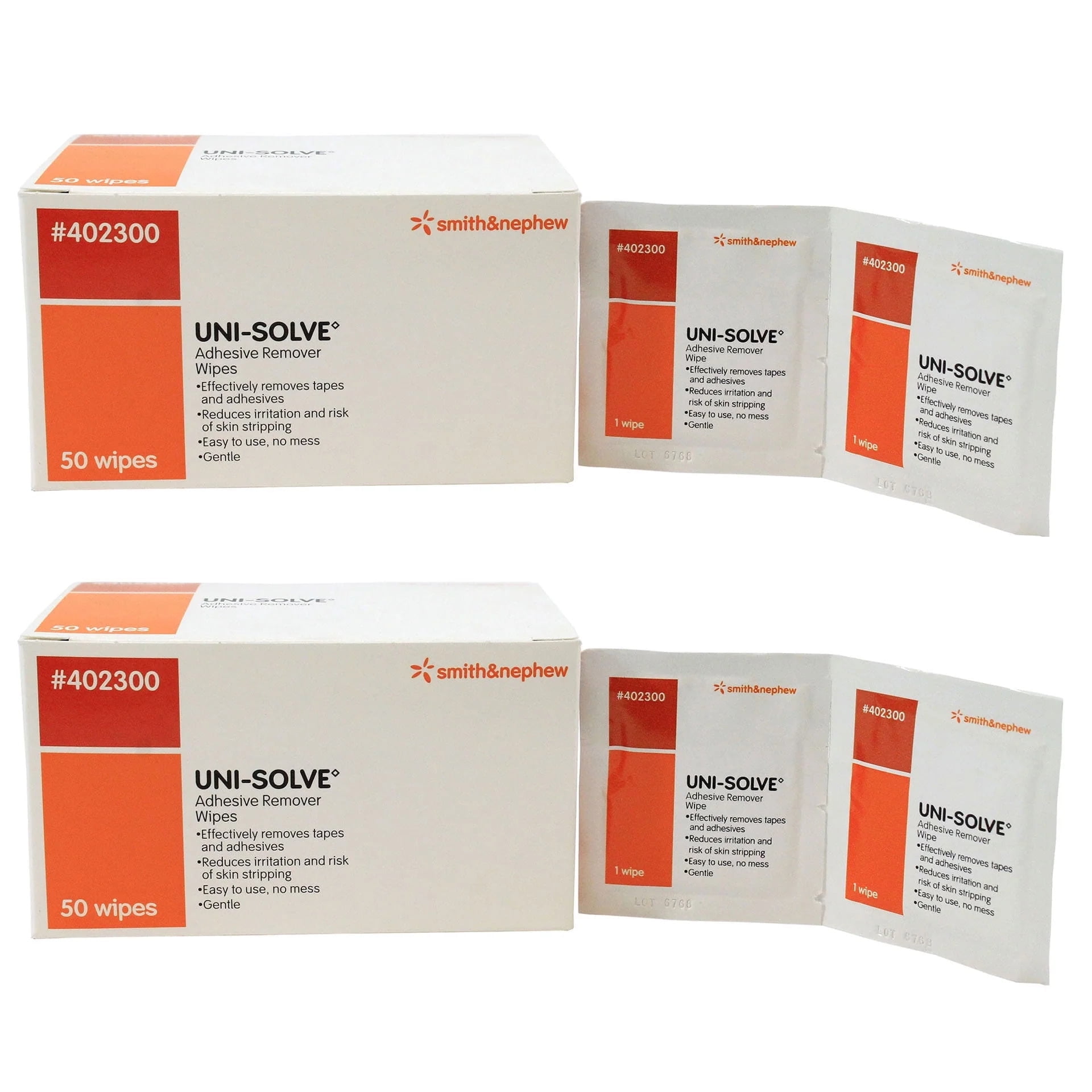 UniSolve Adhesive Remover Wipes Box of 50 Pack of 2
