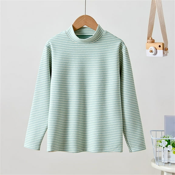 Uni Toddler Kids Pullover Sweatshirt High Neck Striped Shirt Soft Comfortable Tee Top for Boys Girls