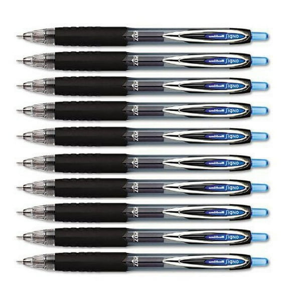 Uni-ball 207 Needle Retractable Medium Point Gel Pens, 10 Blue Ink Pens