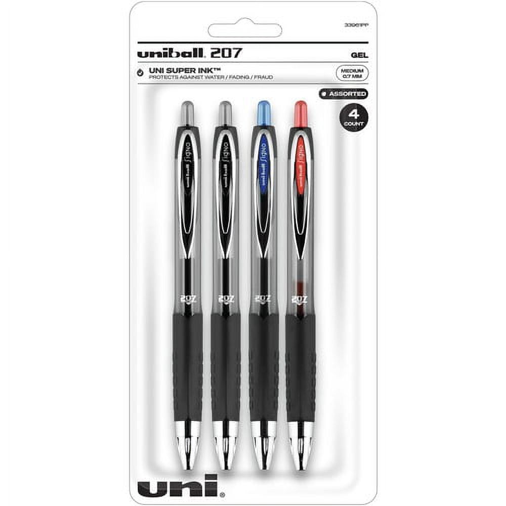 Uni-ball 207 Retractable Gel - Medium Pen Point - 0.7 mm Pen Point Size - Refillable - Retractable - Assorted Gel-Based Ink - 4 / Pack | Bundle of 10 Packs