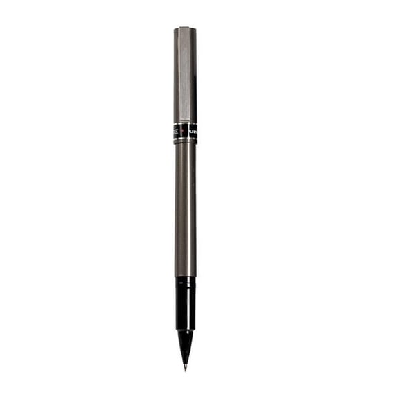 Uni-ball Deluxe Fade And Water Resistant Rollerball Pen- 0.5 Mm. Micro Tip- Black Ink- Gray Barrel